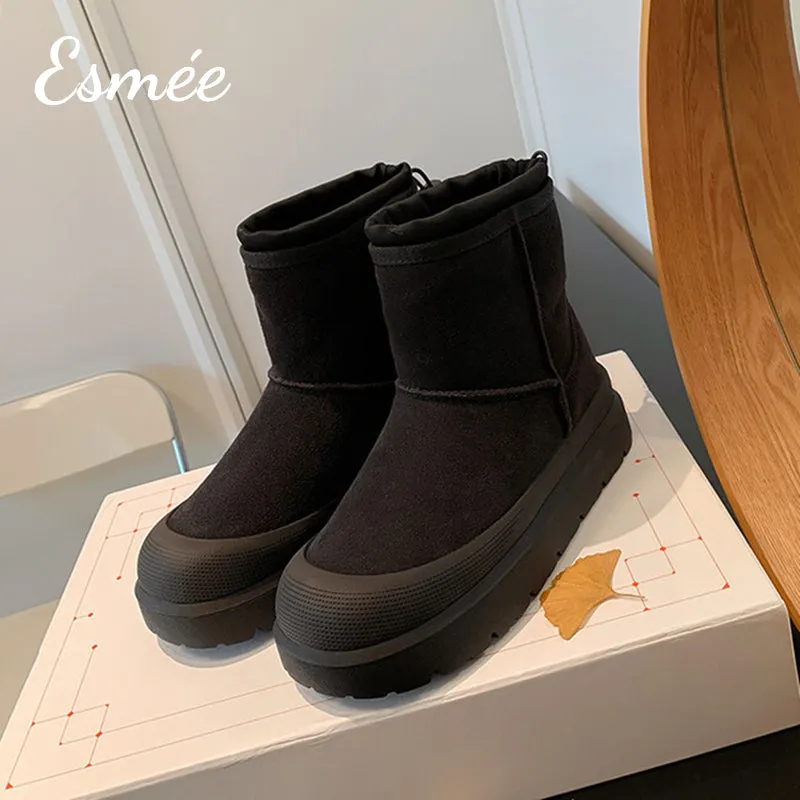 Suede Snow Boots with Special Designed Platform