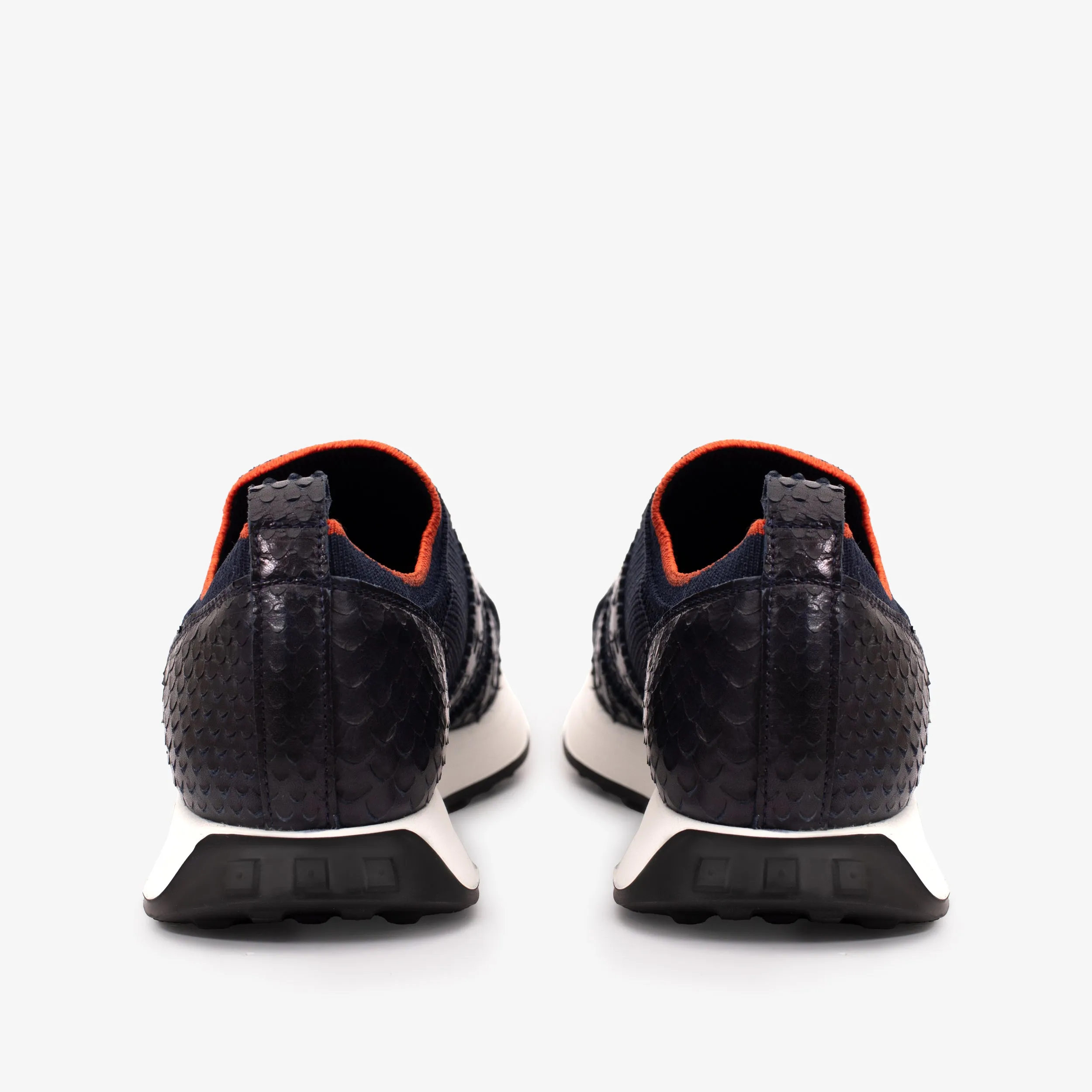 The Aslan Navy Knitted & Leather Men Sneaker