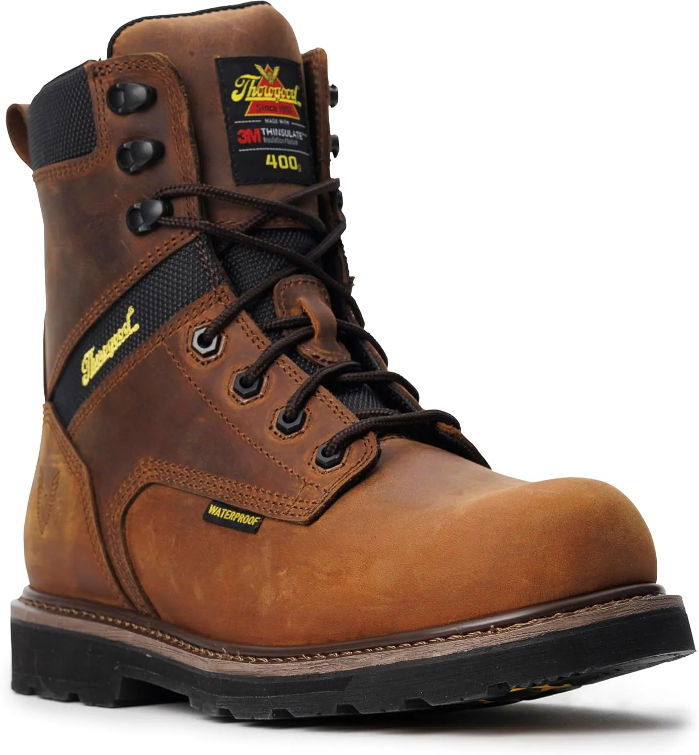 Thorogood Men's Job Site Series Waterproof/Insulated 8, Safety Toe Boot