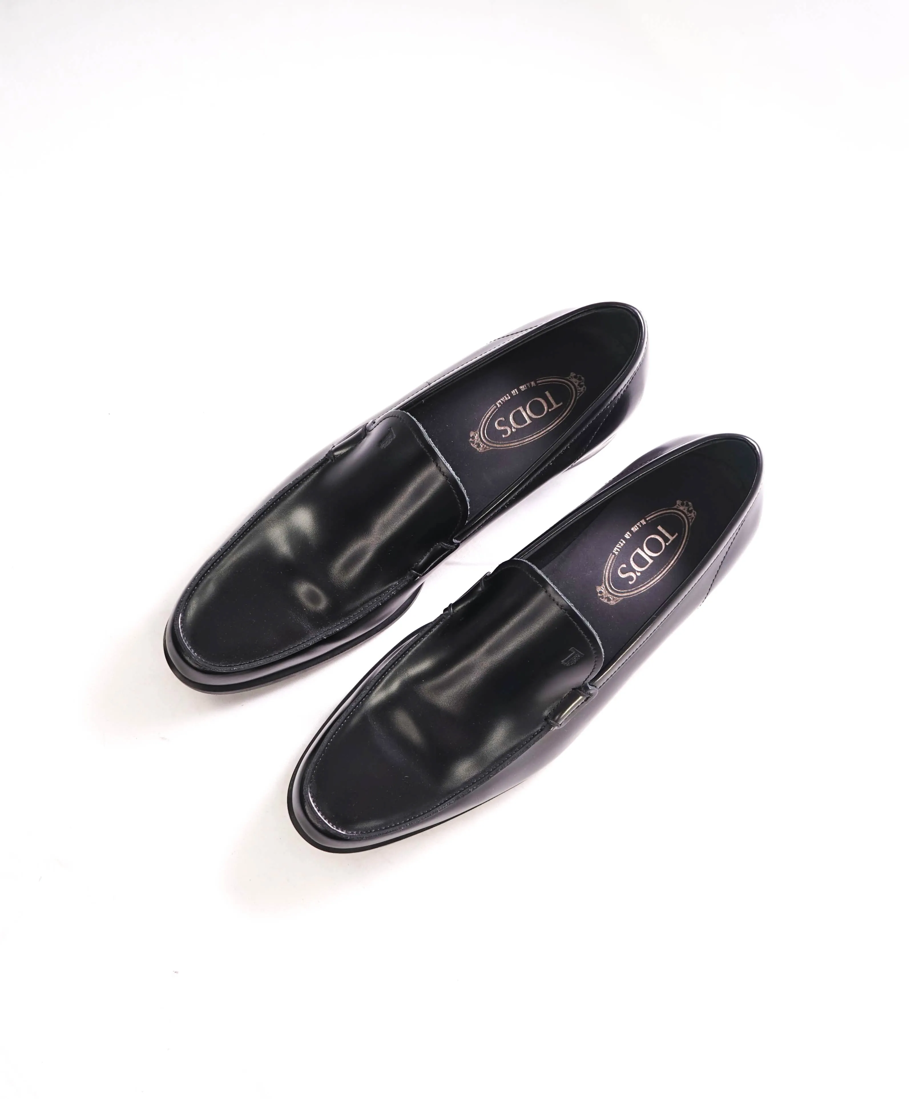 TOD’S - “Boston” Black Logo Embossed Smooth Vamp Loafers - 11 US (10 Tod's)