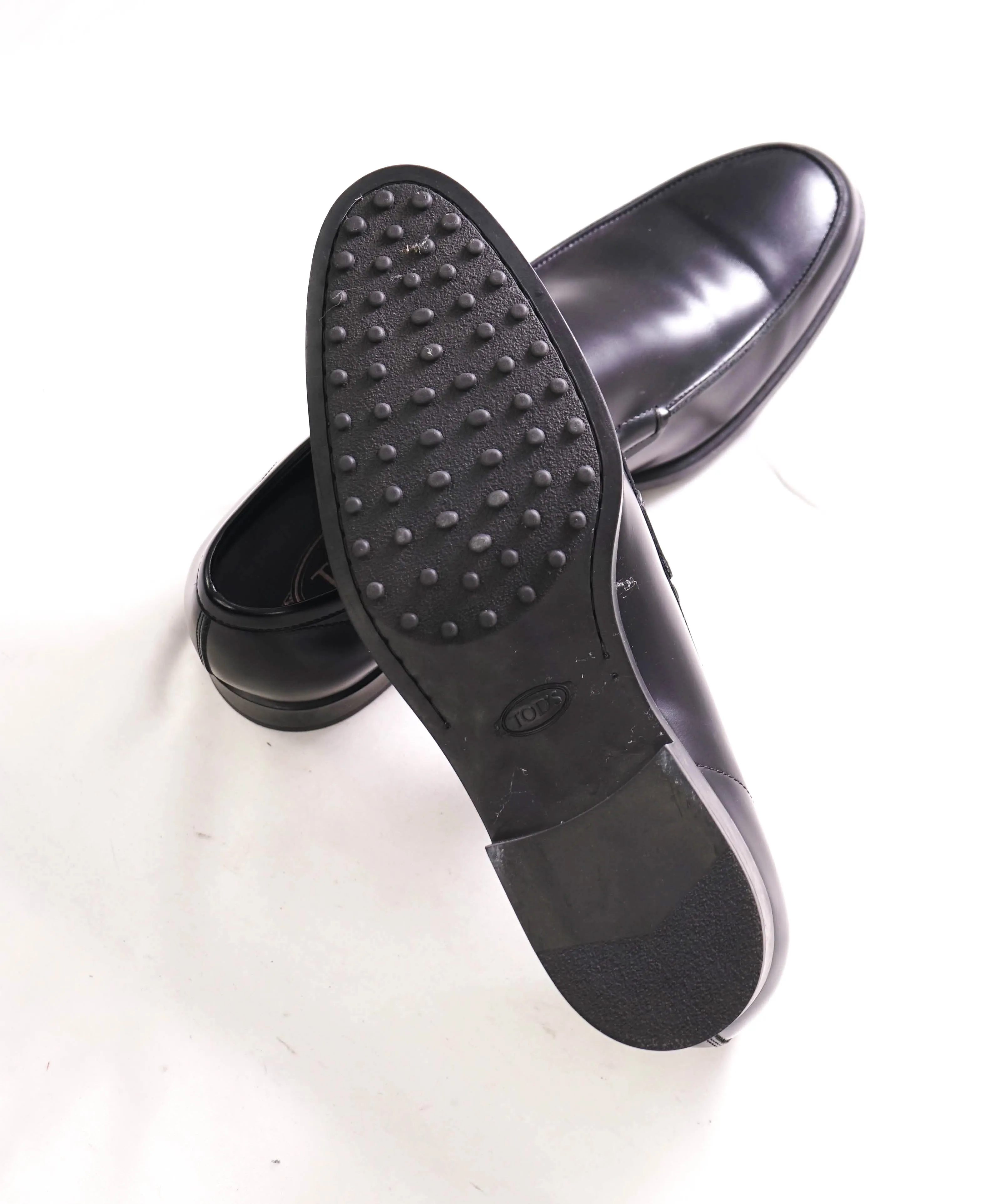 TOD’S - “Boston” Black Logo Embossed Smooth Vamp Loafers - 11 US (10 Tod's)