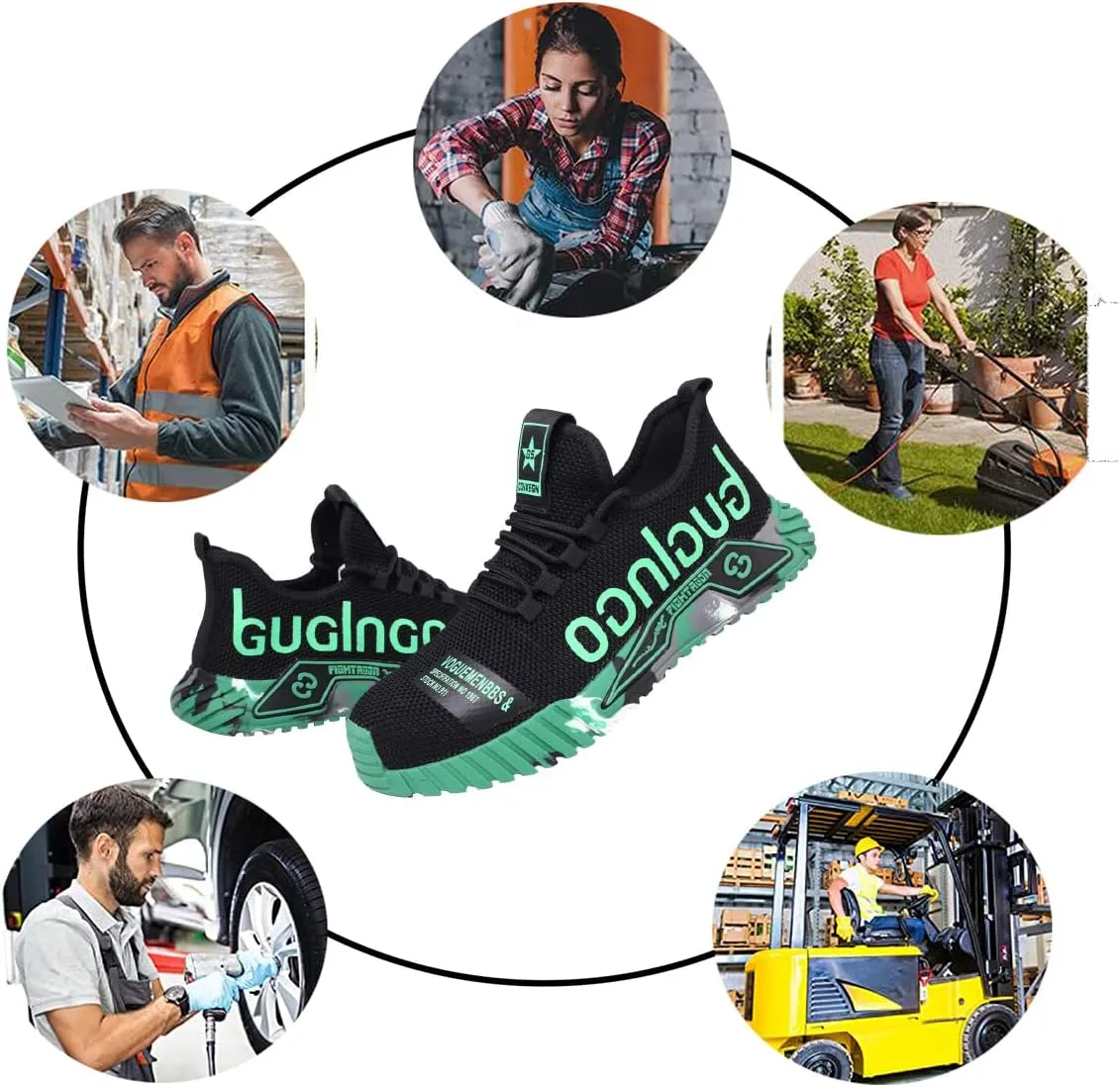 Wide Steel Toe for Women Cushion Safety Shoes,Men Composite Toe Shoe for Women Work and Safety Footwear Breathable Comfortable Slip Resistant,
