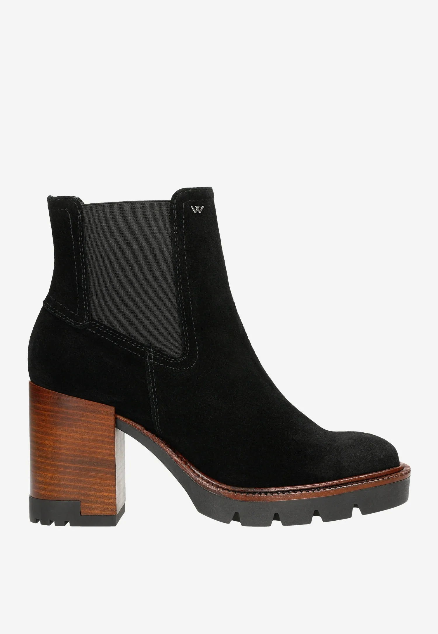 Wojas Black Leather Chelsea Boots with Brown Heels | 5515761