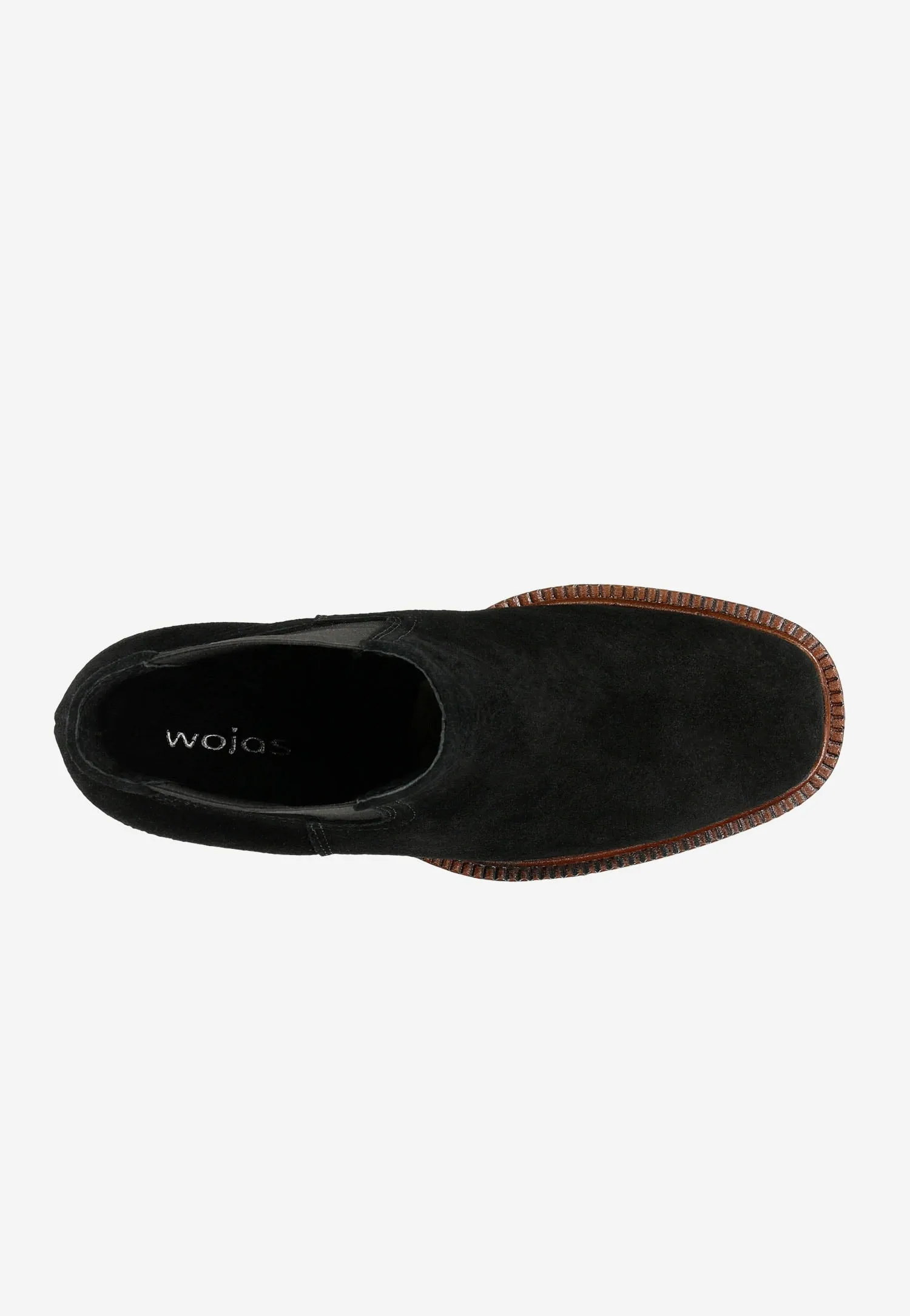 Wojas Black Leather Chelsea Boots with Brown Heels | 5515761