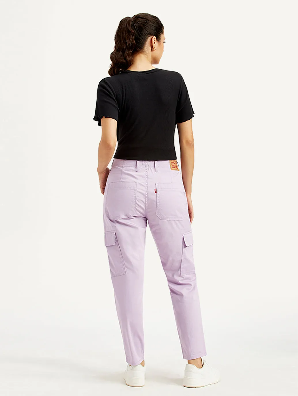Women's High Rise Lilac Cargo Trousers