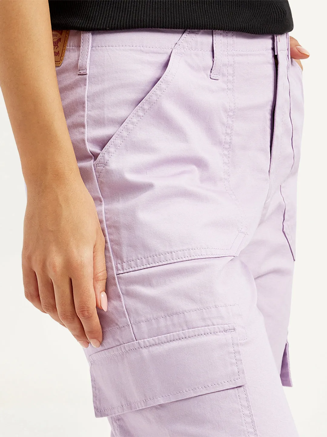 Women's High Rise Lilac Cargo Trousers
